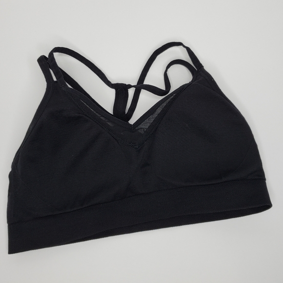 Puma Black Strappy Mesh Sports Bra Size Medium - Picture 2 of 5